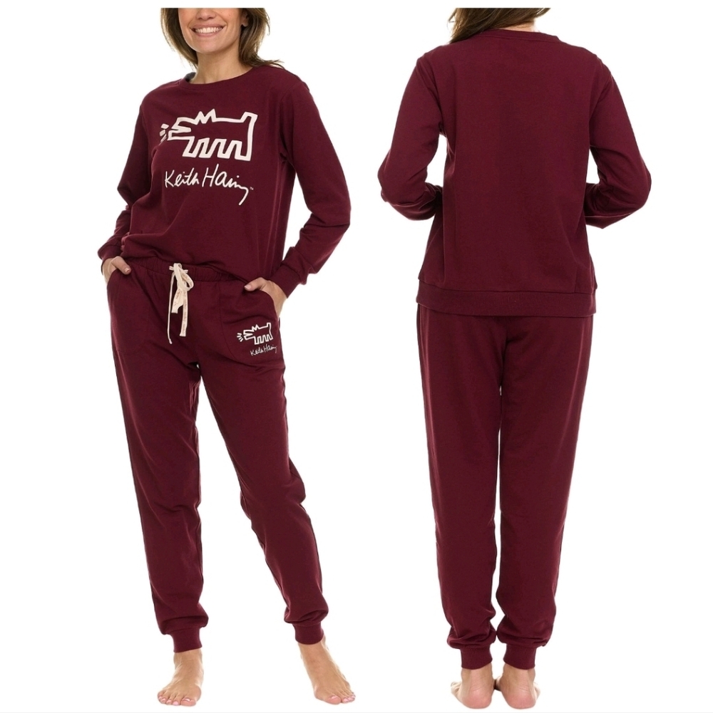 Keith Haring Women's Burgundy Pajama Set